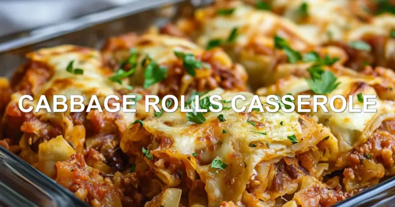 CABBAGE ROLLS CASSEROLE centered hero view, clean and uncluttered