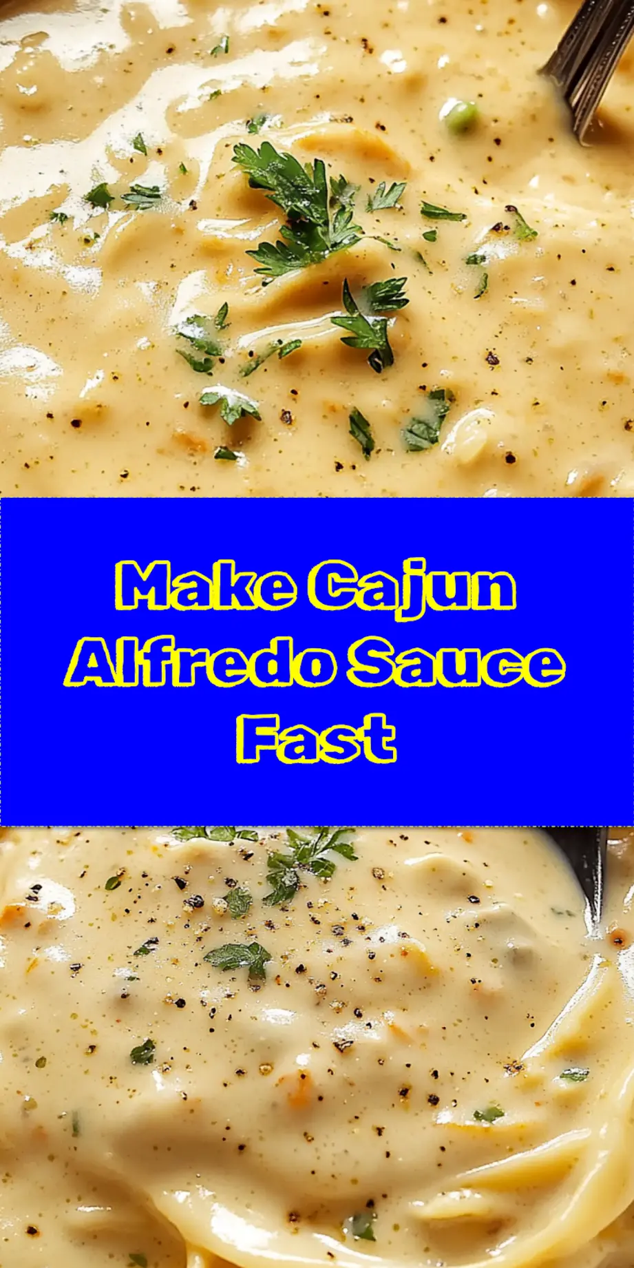 Appetizing close-up of creamy Cajun Alfredo Sauce in a bowl, garnished.