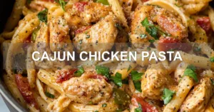 CAJUN CHICKEN PASTA centered hero view, clean and uncluttered