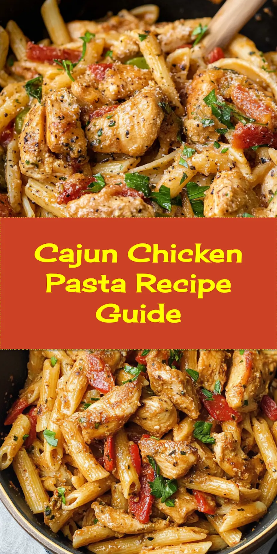 CAJUN CHICKEN PASTA centered hero view, clean and uncluttered_pin