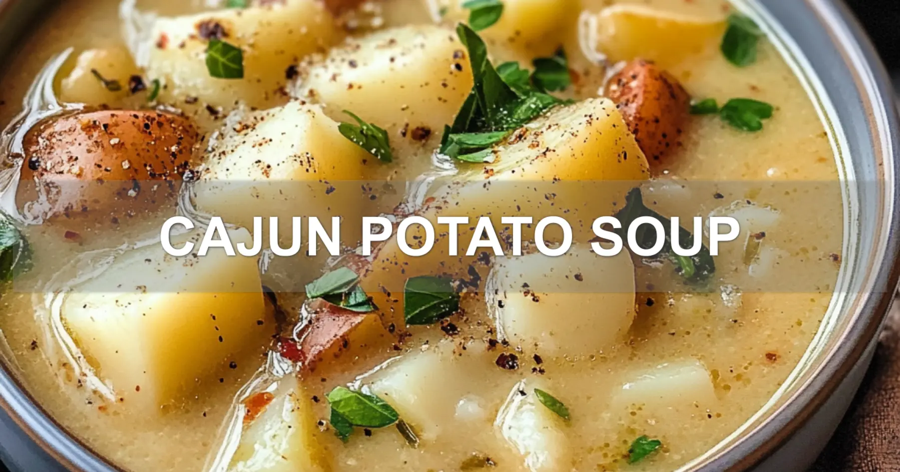 CAJUN POTATO SOUP centered hero view, clean and uncluttered