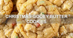 CHRISTMAS GOOEY BUTTER COOKIES centered hero view, clean and uncluttered