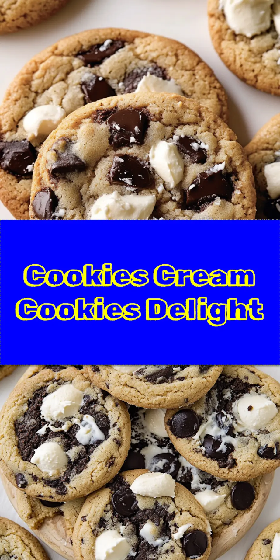 Irresistible Cookies Cream Cookies For Sweet Lovers 4 Close-up of Cookies Cream Cookies fresh out of the oven, showcasing texture and chocolate pieces