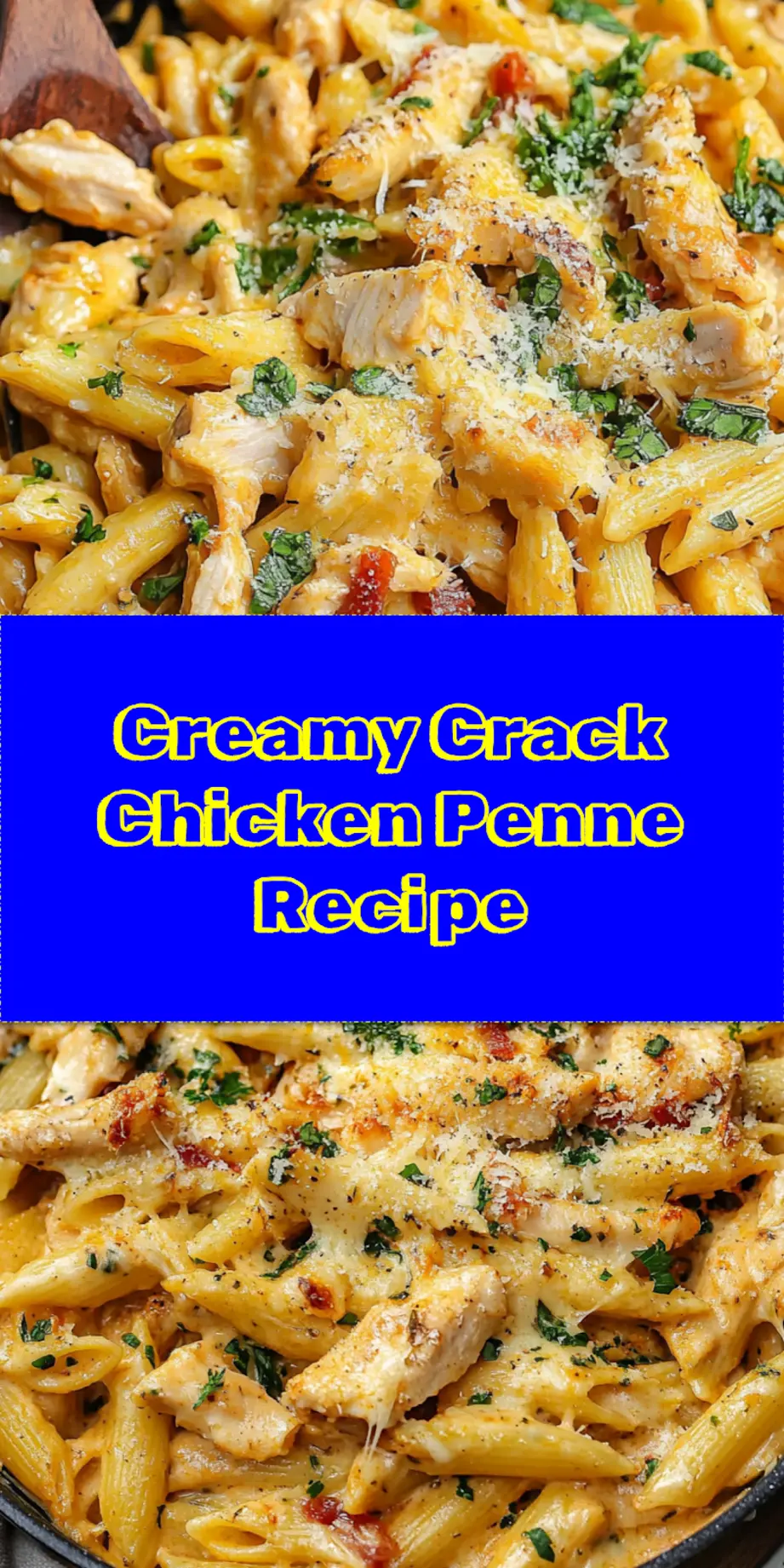 CRACK CHICKEN PENNE centered hero view, clean and uncluttered_pin