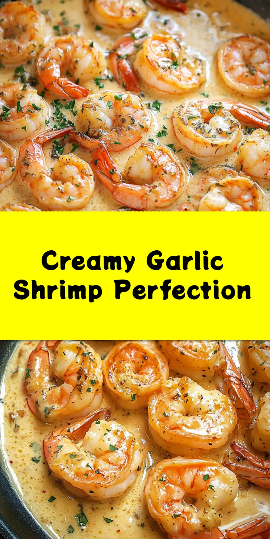 CREAMY GARLIC SHRIMP centered hero view, clean and uncluttered_pin