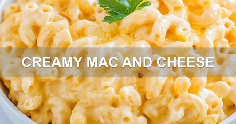 CREAMY MAC AND CHEESE centered hero view, clean and uncluttered