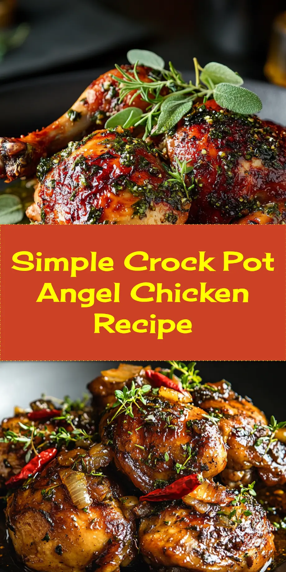 Make Crock Pot Angel Chicken: An Ultimate Family Meal 4 CROCK POT ANGEL CHICKEN centered hero view, clean and uncluttered_pin