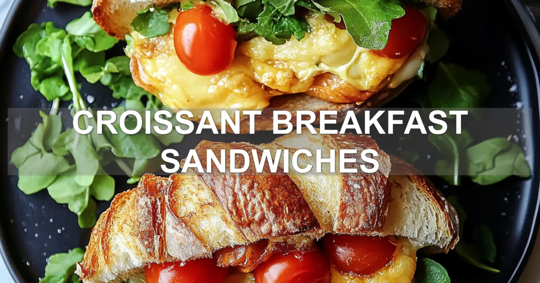 Irresistible Croissant Breakfast Sandwiches Recipe 2 CROISSANT BREAKFAST SANDWICHES centered hero view, clean and uncluttered