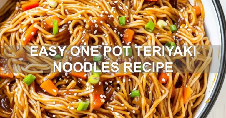 EASY ONE POT TERIYAKI NOODLES RECIPE centered hero view, clean and uncluttered