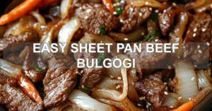 EASY SHEET PAN BEEF BULGOGI centered hero view, clean and uncluttered