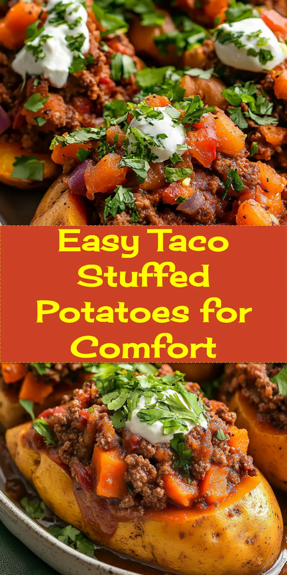 Easy Taco Stuffed Sweet Potatoes, overhead view