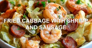 Fried Cabbage Shrimp Sausage: Simple and Irresistible FRIED CABBAGE WITH SHRIMP AND SAUSAGE centered hero view, clean and uncluttered