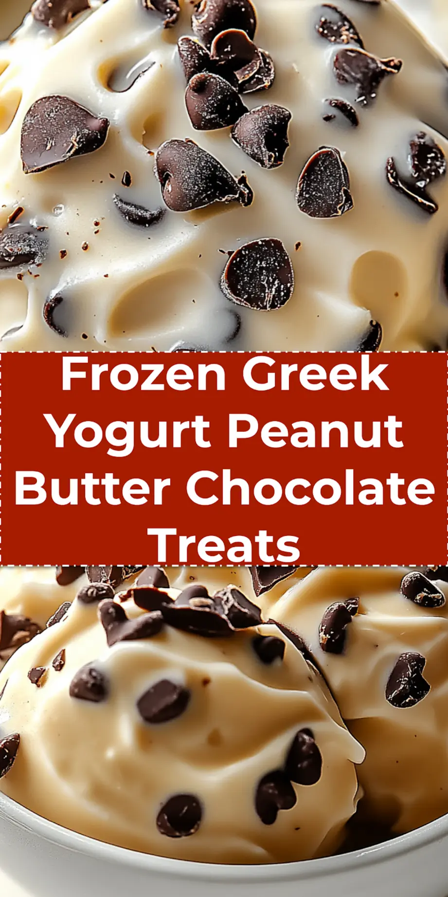Delicious frozen Greek yogurt peanut butter and chocolate chip bites, a perfect healthy snack, dessert, or party treat.