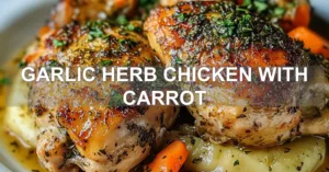 GARLIC HERB CHICKEN WITH CARROT centered hero view, clean and uncluttered