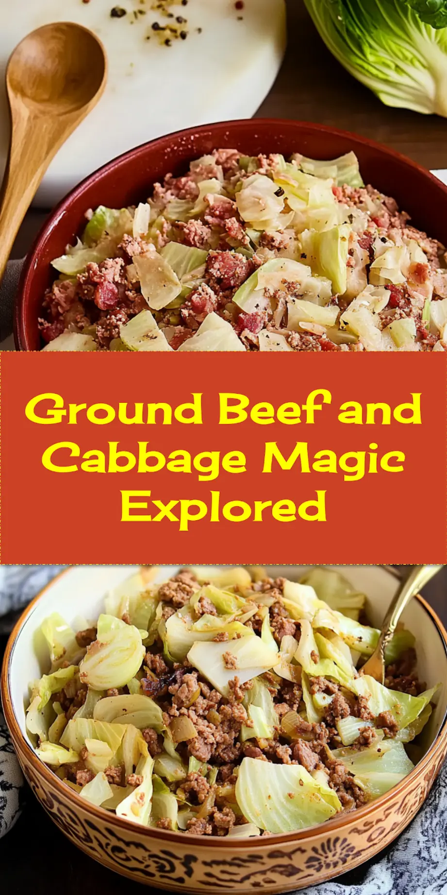 Ground Beef and Cabbage in 5 Surprising Ways 4 Ground Beef and Cabbage centered hero view, clean and uncluttered pin