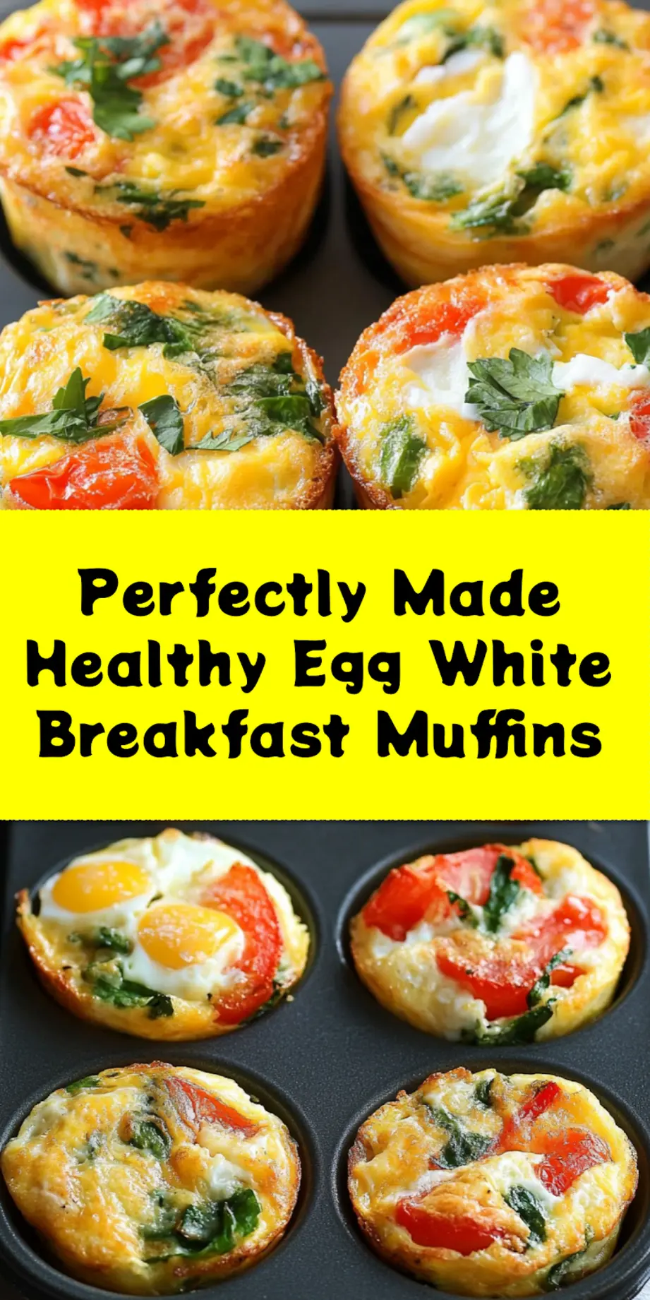 HEALTHY EGG WHITE BREAKFAST MUFFINS centered hero view, clean and uncluttered_pin