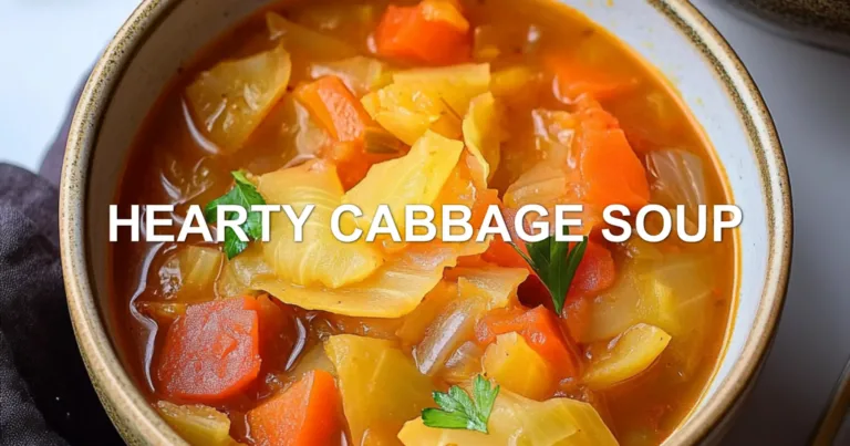 HEARTY CABBAGE SOUP centered hero view, clean and uncluttered
