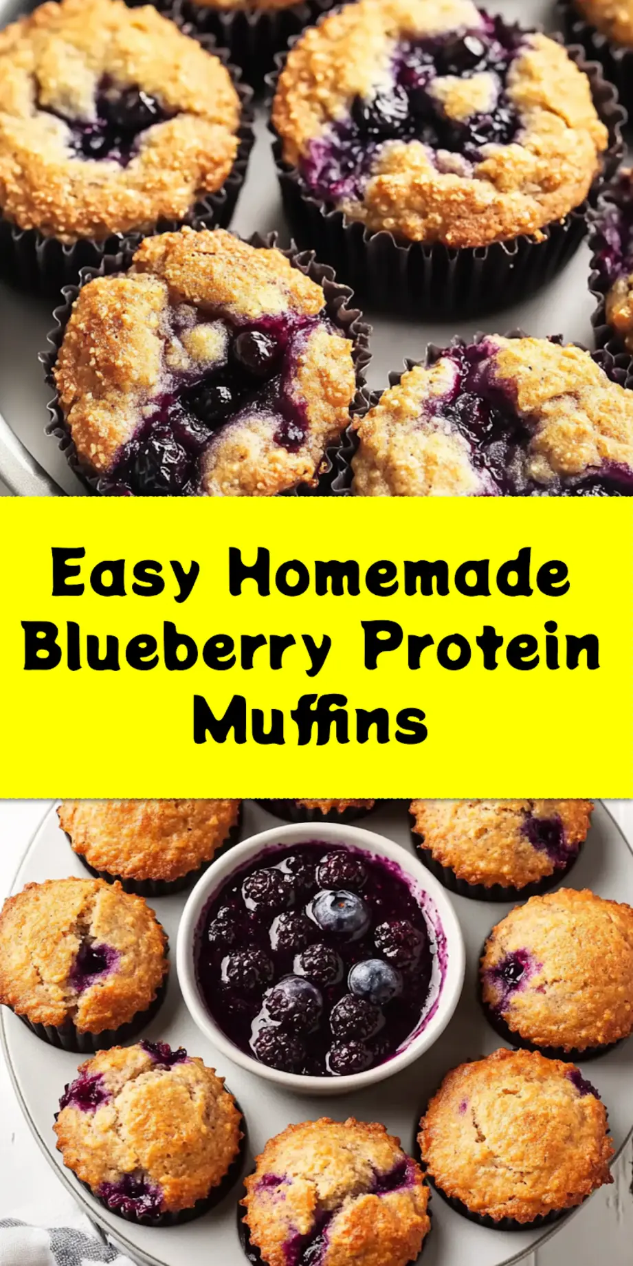 Irresistible Homemade Blueberry Protein Muffins Recipe 4 Freshly baked Homemade Blueberry Protein Muffins on a cooling rack, perfect for sharing on Pinterest