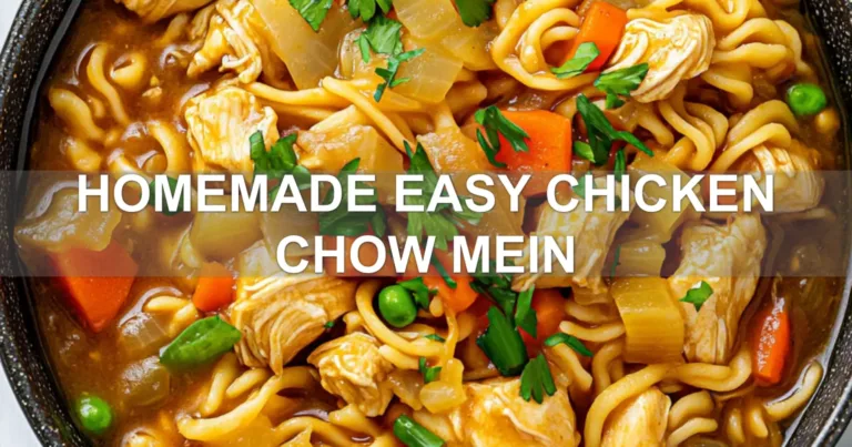 HOMEMADE EASY CHICKEN CHOW MEIN centered hero view, clean and uncluttered
