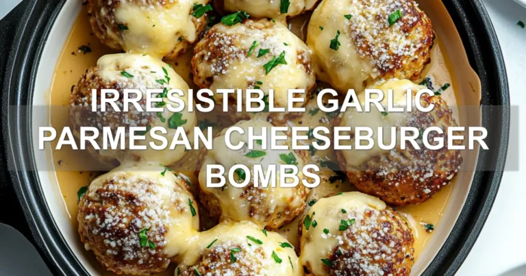 IRRESISTIBLE GARLIC PARMESAN CHEESEBURGER BOMBS centered hero view, clean and uncluttered