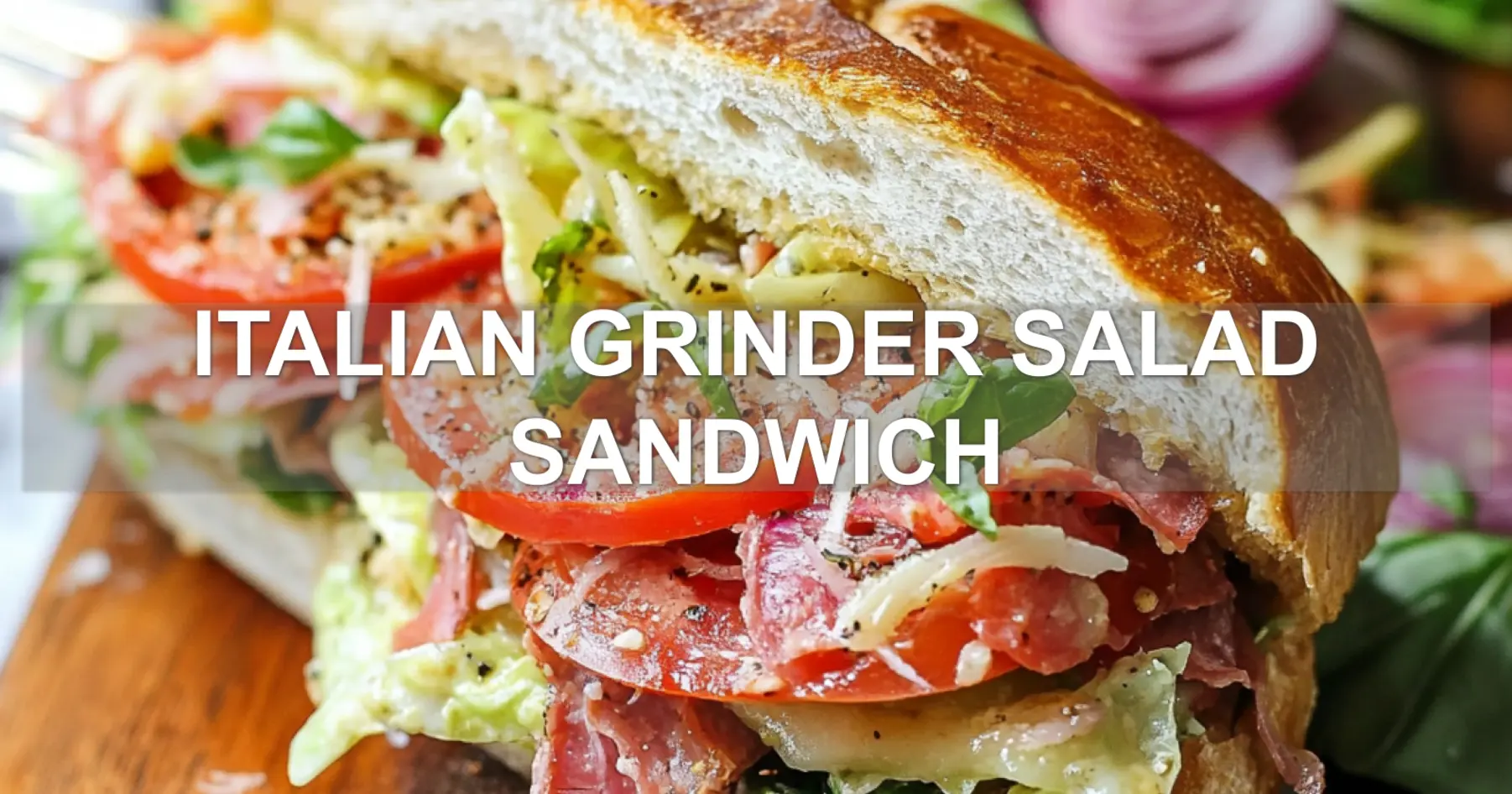 Easy Family Favorite: Italian Grinder Salad Sandwich 2 ITALIAN GRINDER SALAD SANDWICH centered hero view, clean and uncluttered