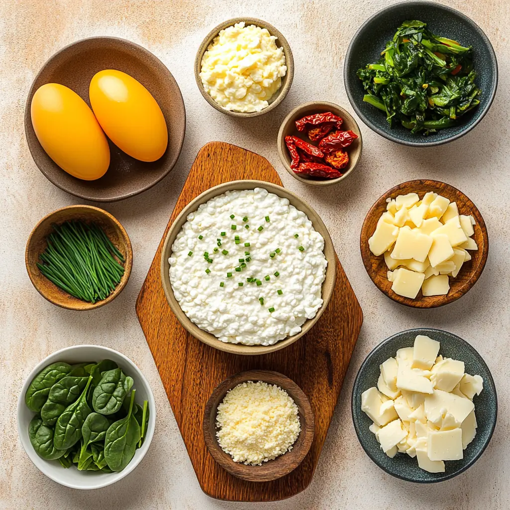 Easy Baked Cottage Cheese Eggs for a Protein Packed Morning 3 BAKED COTTAGE CHEESE EGGS centered hero view, clean and uncluttered