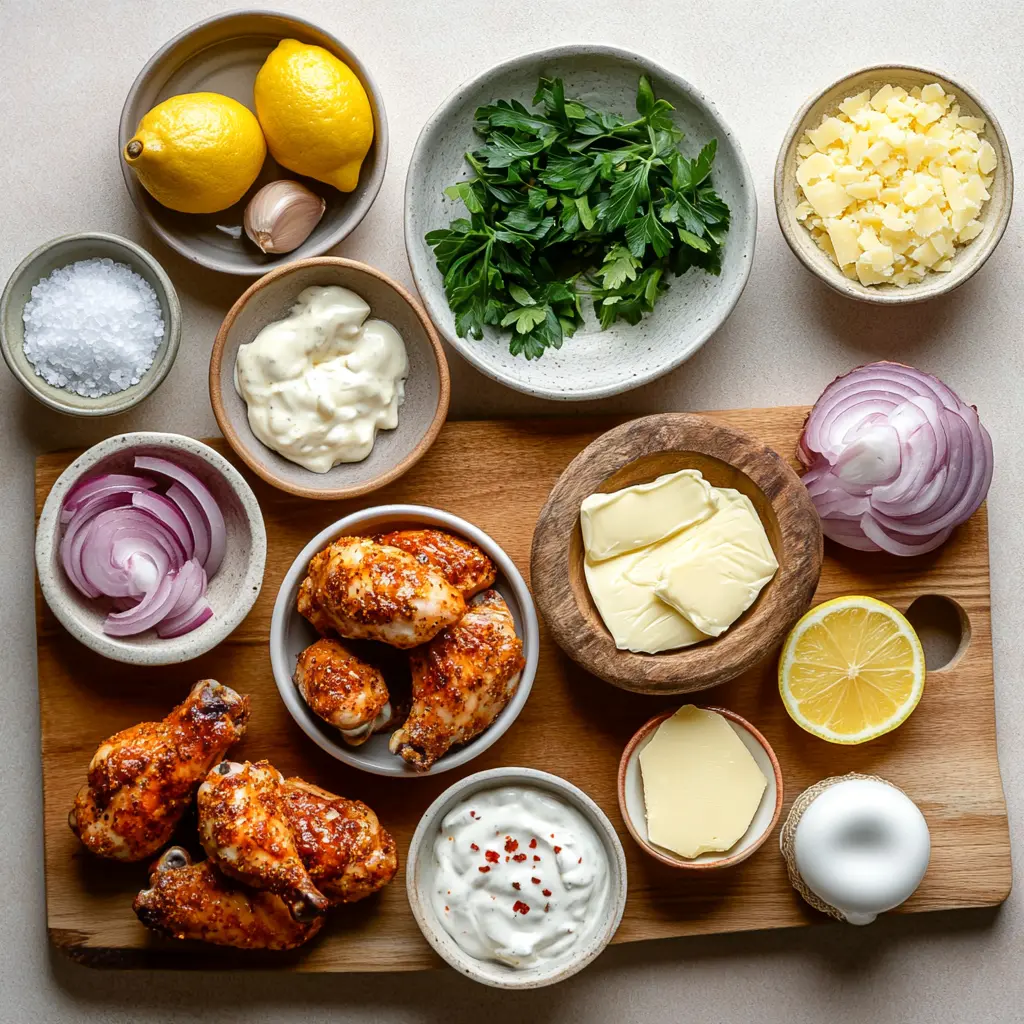 BAKED LEMON BUTTER CHICKEN centered hero view, clean and uncluttered