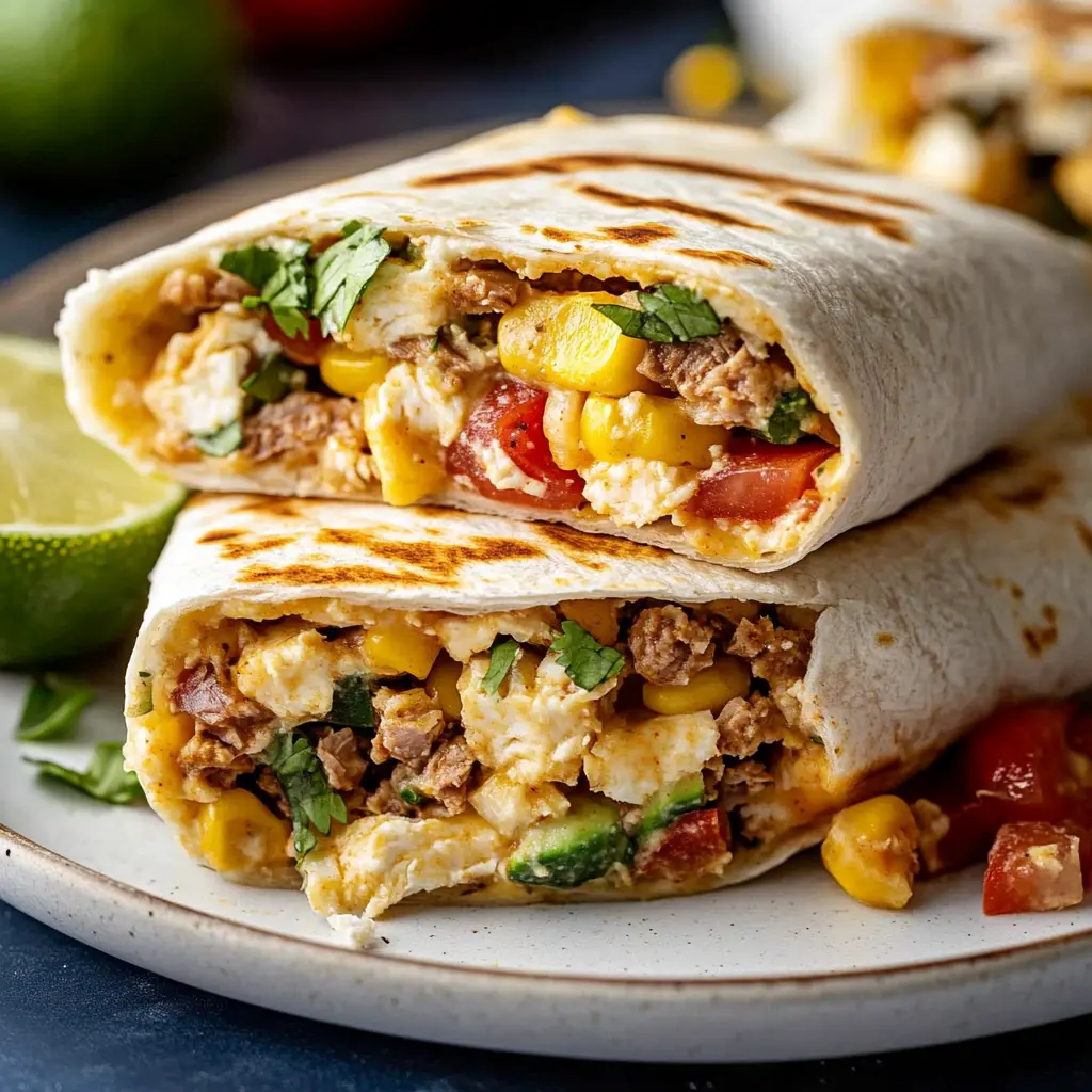 BREAKFAST BURRITO MEAL PREP centered hero view, clean and uncluttered