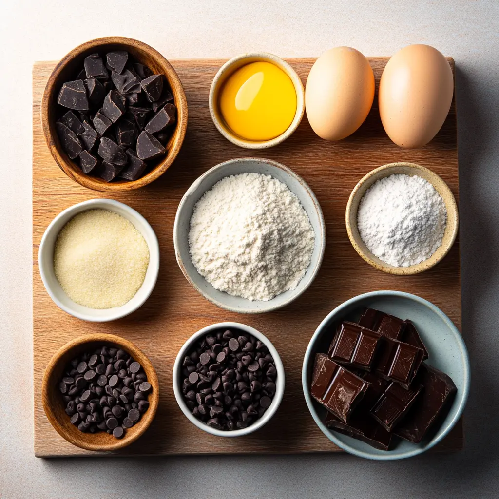 Chewy chocolate chip cookies ingredients, clean and uncluttered