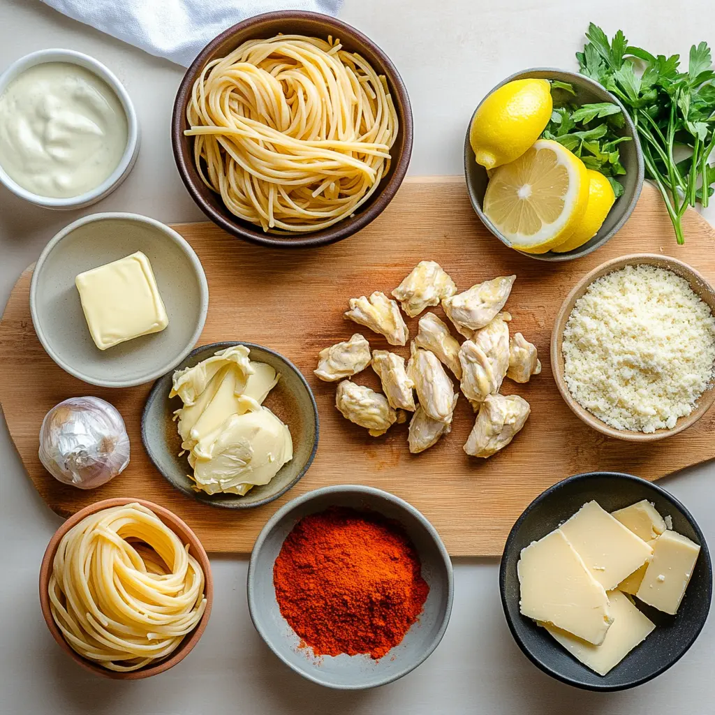 COWBOY BUTTER CHICKEN LINGUINE RECIPE centered hero view, clean and uncluttered