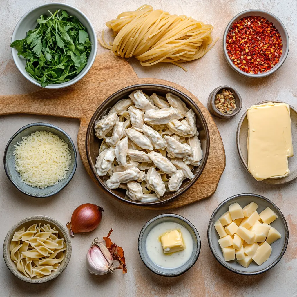 COWBOY BUTTER CHICKEN PASTA centered hero view, clean and uncluttered