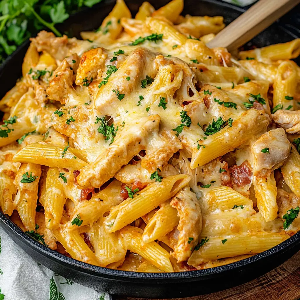 CRACK CHICKEN PENNE centered hero view, clean and uncluttered