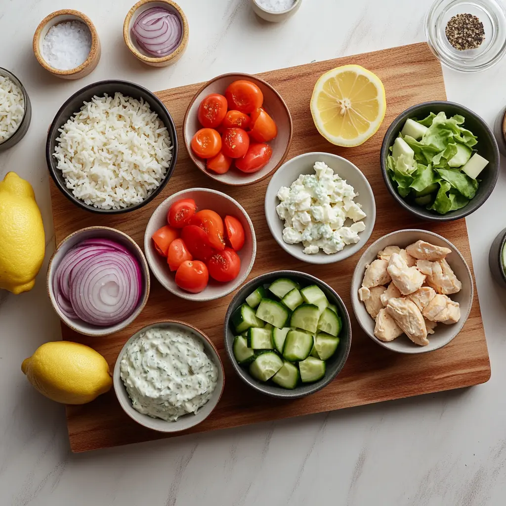 Easy Greek Chicken Bowls: A Fresh and Tasty Delight 3 GREEK CHICKEN BOWLS centered hero view, clean and uncluttered