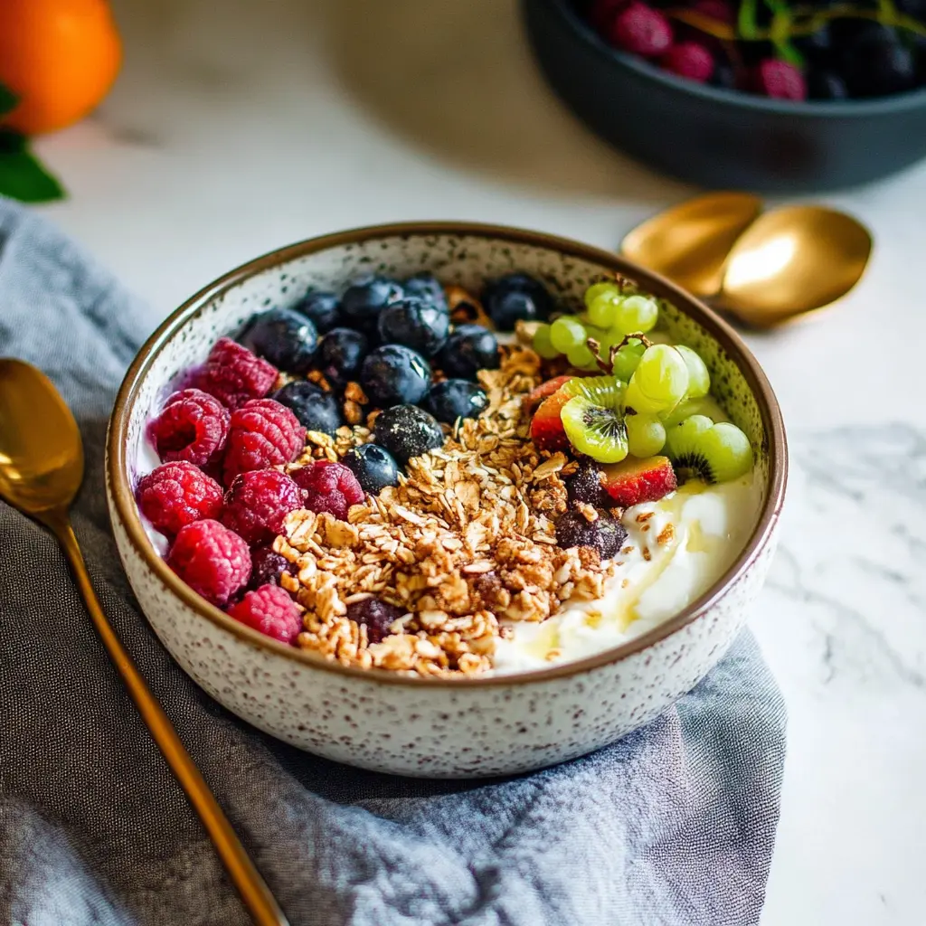 GREEK YOGURT PARFAIT BOWLS centered hero view, clean and uncluttered