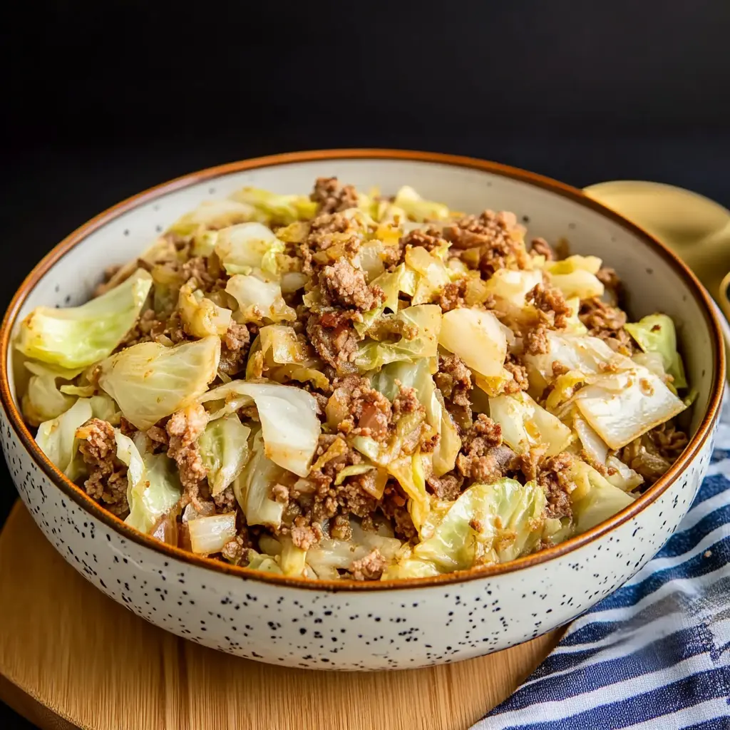 Ground Beef and Cabbage in 5 Surprising Ways 3 Ground Beef and Cabbage centered hero view, clean and uncluttered