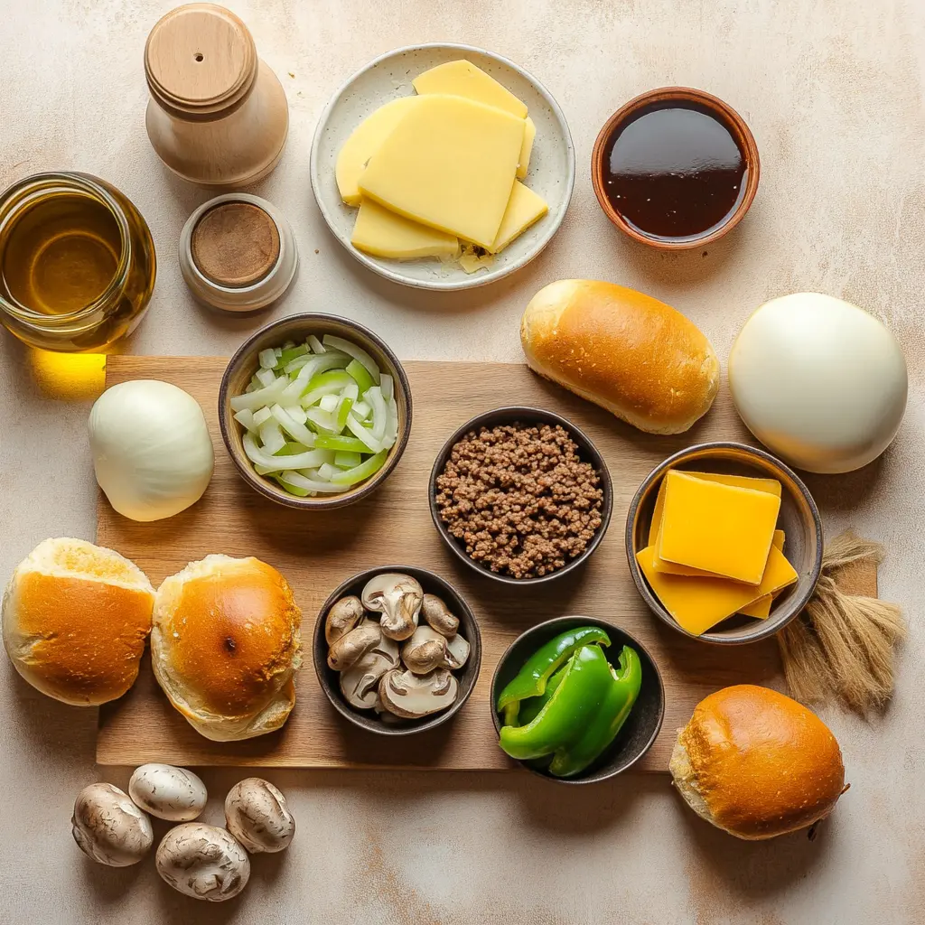 Ground Beef Philly Cheesesteaks centered hero view, clean and uncluttered