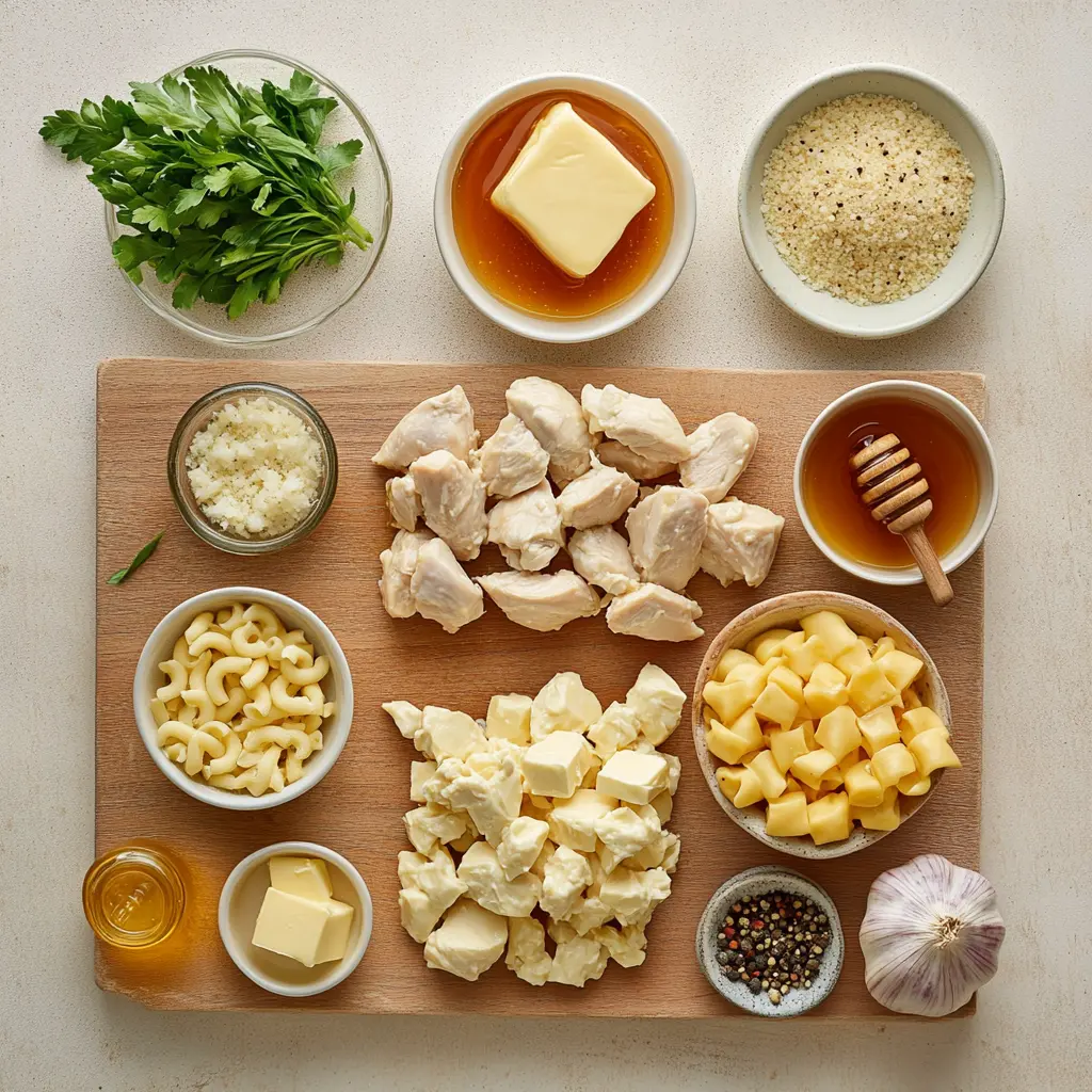 HIGH PROTEIN HONEY GARLIC BUTTER CHICKEN centered hero view, clean and uncluttered