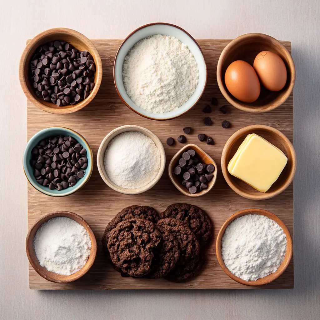 HOMEMADE CHOCOLATE CHIP COOKIES centered hero view, clean and uncluttered