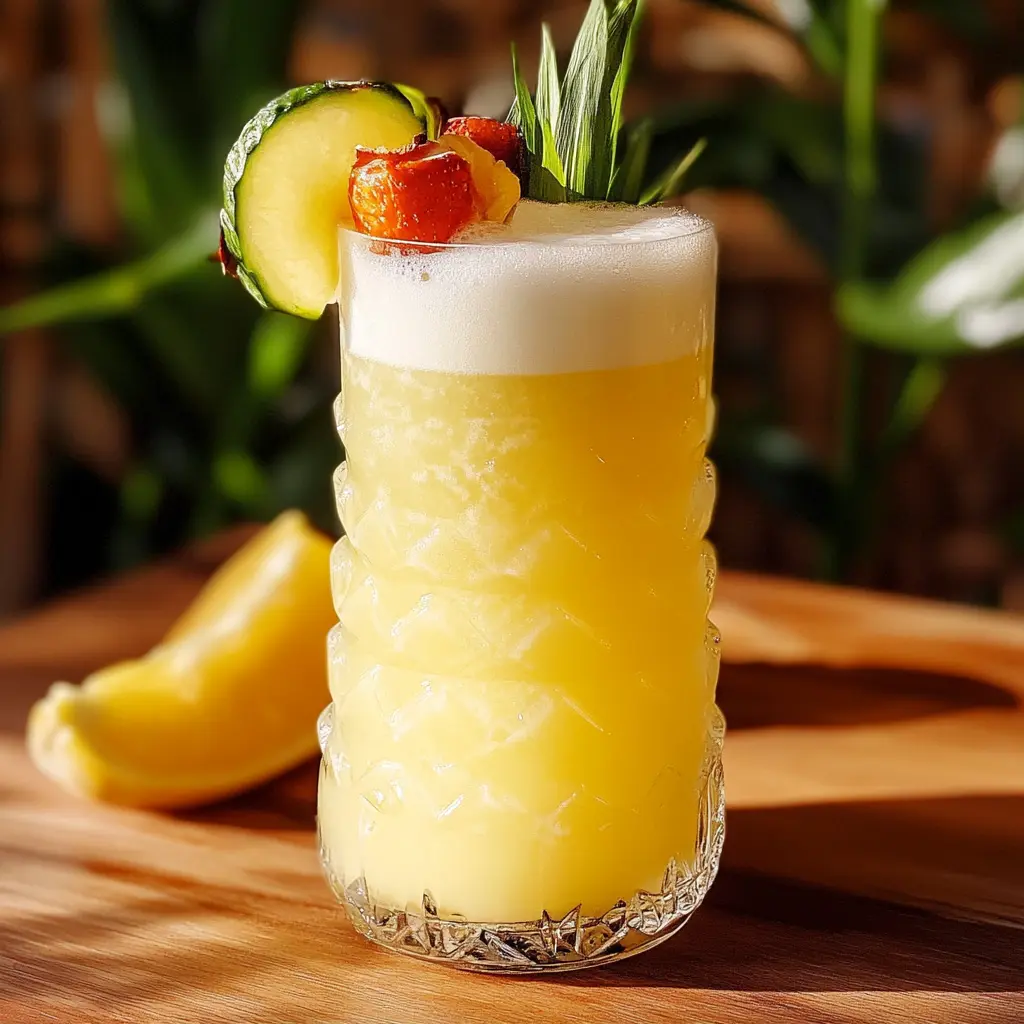 Non Alcoholic Piña Colada Punch, a clean and minimalistic view