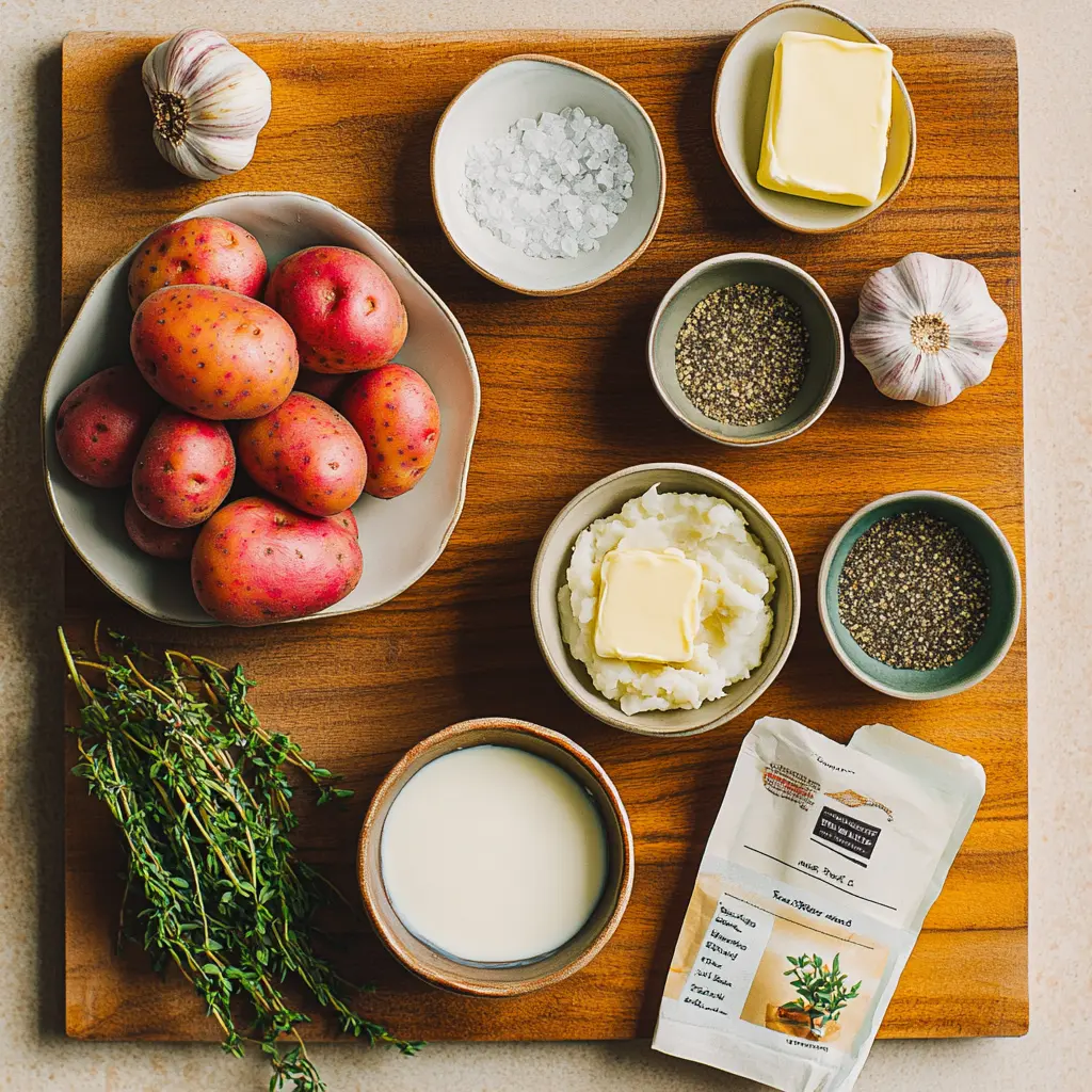 Easy and Delicious Roasted Garlic Mashed Potatoes 3 ROASTED GARLIC MASHED POTATOES centered hero view, clean and uncluttered