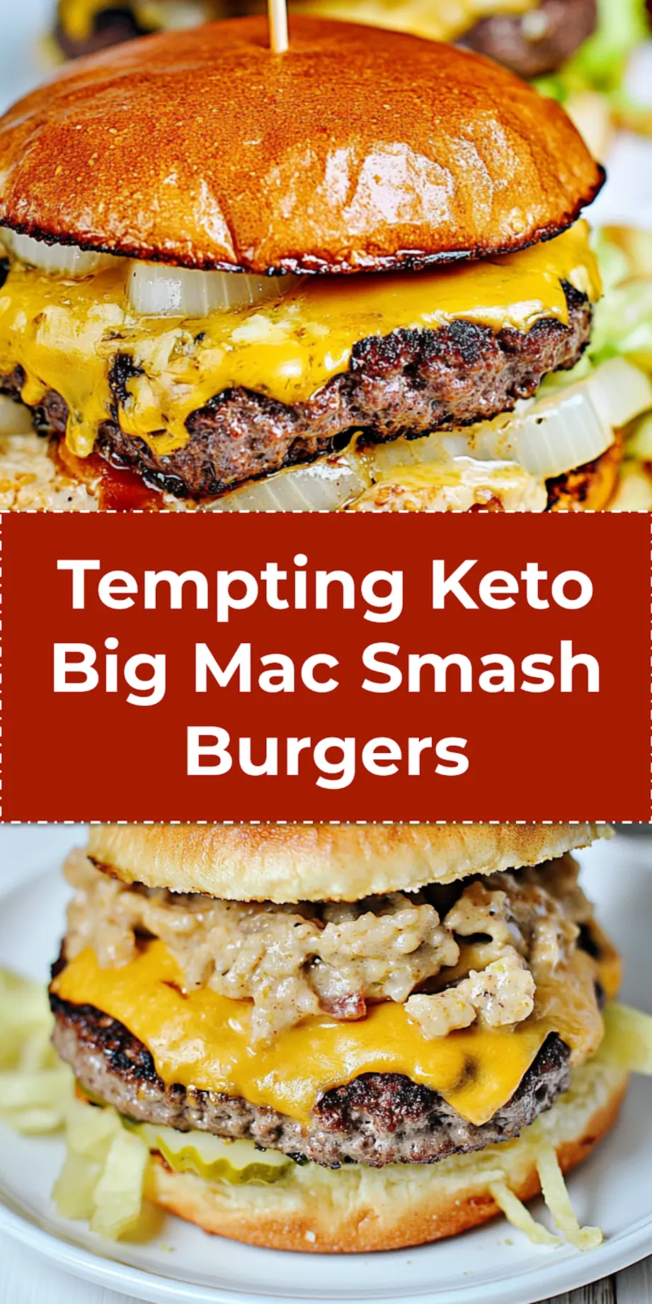 KETO BIG MAC SMASH BURGERS centered hero view, clean and uncluttered_pin
