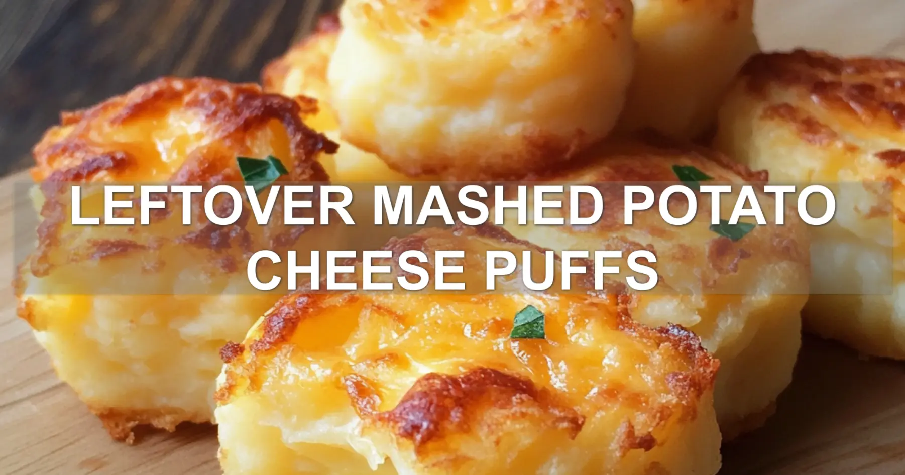 LEFTOVER MASHED POTATO CHEESE PUFFS centered hero view, clean and uncluttered