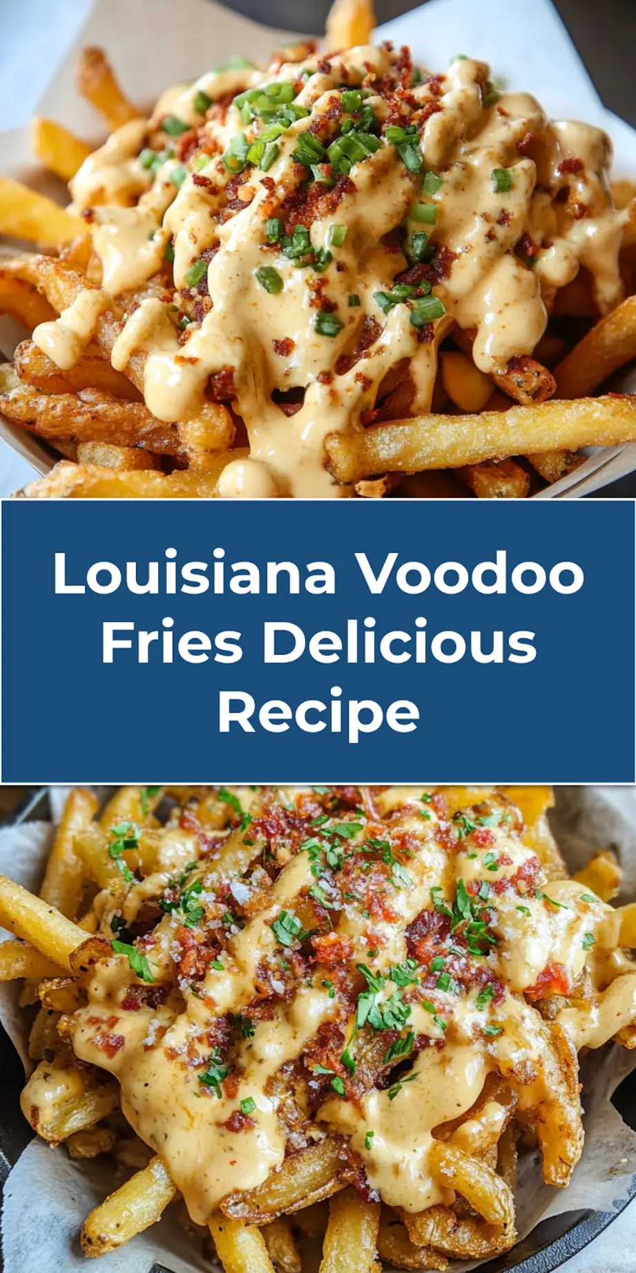 Best Louisiana Voodoo Fries Recipe for Game Day 4 LOUISIANA VOODOO FRIES centered hero view, clean and uncluttered_pin