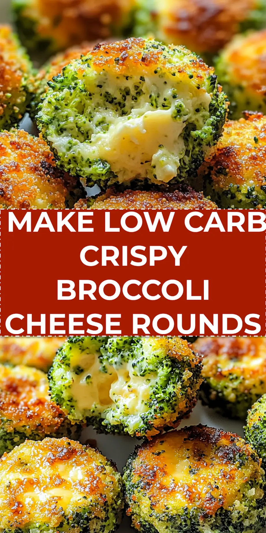 Low carb crispy broccoli cheese rounds plated and ready to serve