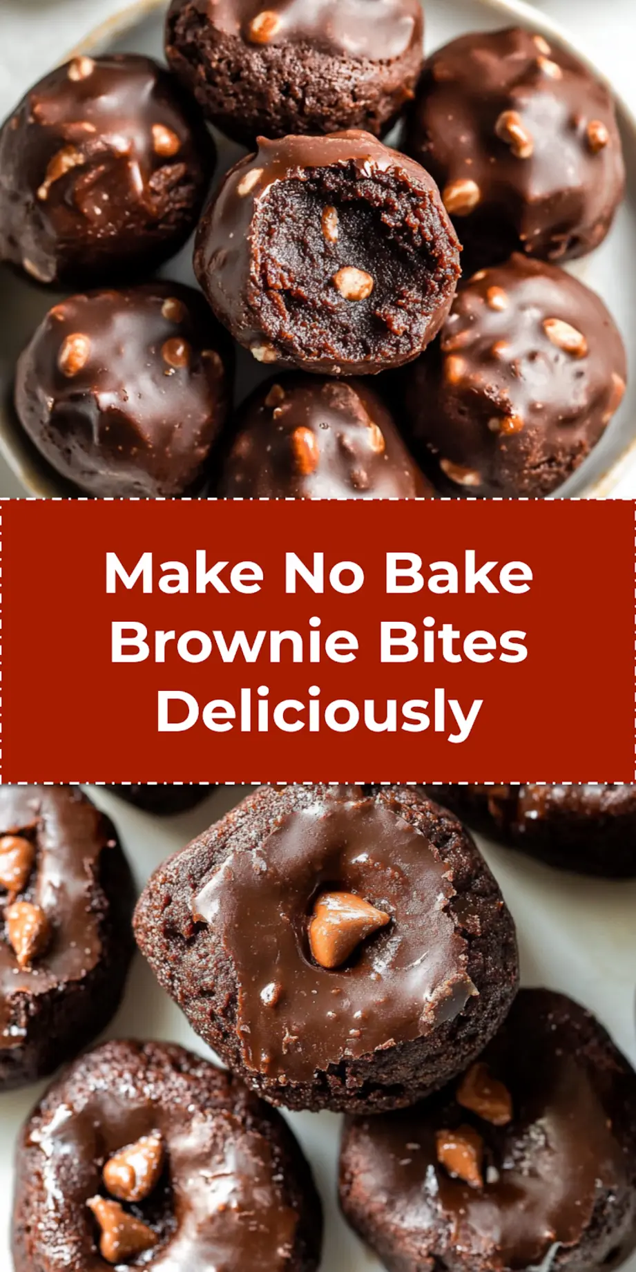 NO BAKE BROWNIE BITES centered hero view, clean and uncluttered_pin