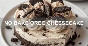 NO BAKE OREO CHEESECAKE centered hero view, clean and uncluttered