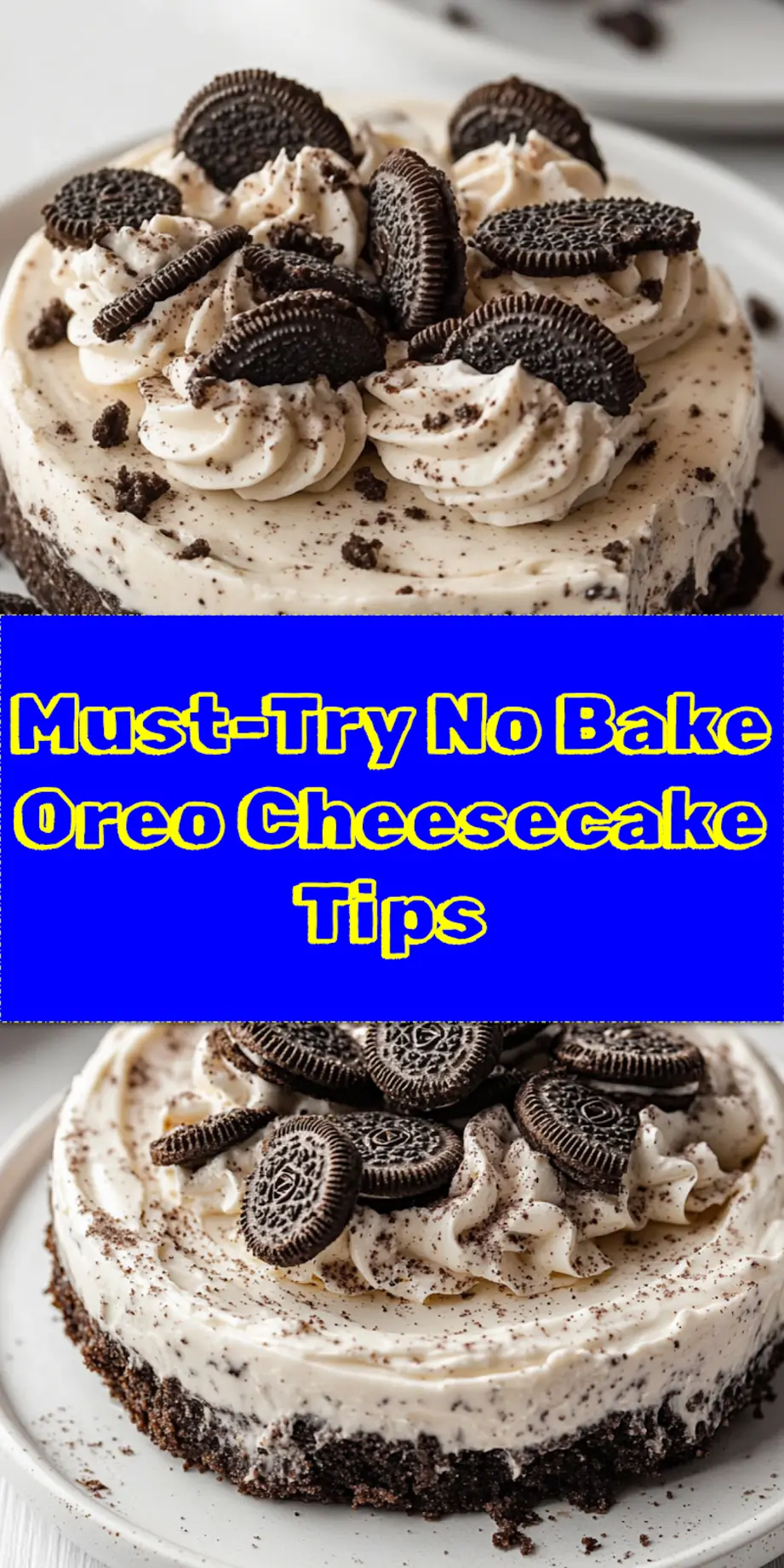 NO BAKE OREO CHEESECAKE centered hero view, clean and uncluttered_pin