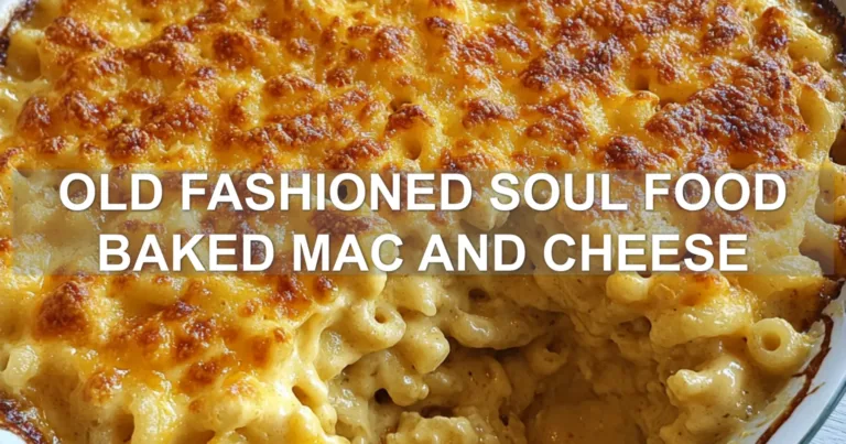 OLD FASHIONED SOUL FOOD BAKED MAC AND CHEESE centered hero view, clean and uncluttered