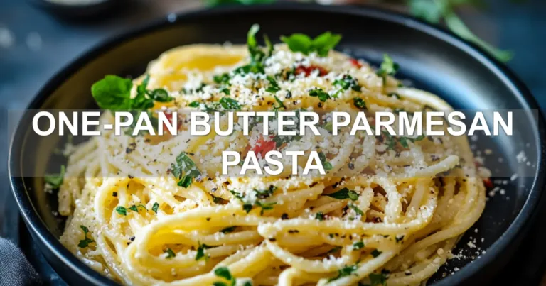 ONE-PAN BUTTER PARMESAN PASTA centered hero view, clean and uncluttered