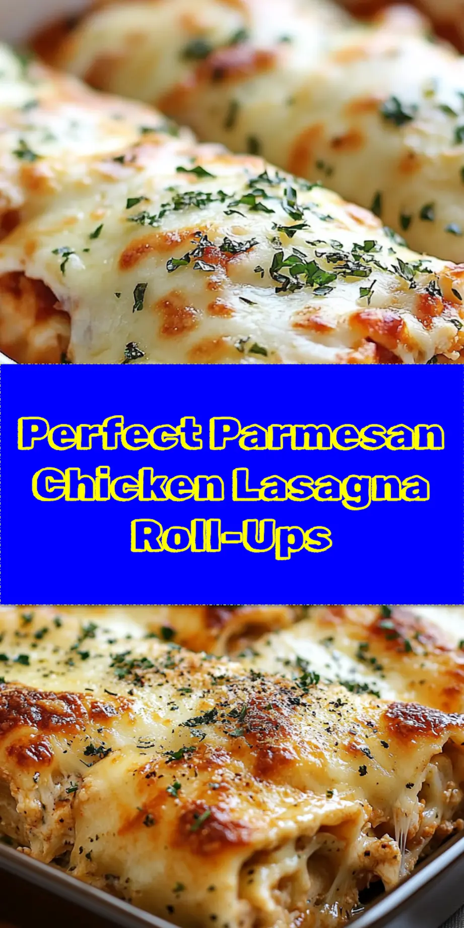PARMESAN CHICKEN LASAGNA ROLL-UPS centered hero view, clean and uncluttered_pin